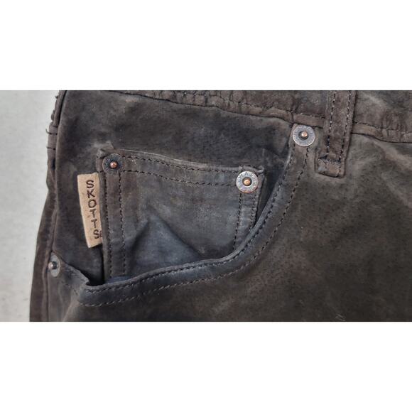 Vintage Skott's Suede Pants Brown Heavy Washable Leather Straight Men's Size 36 - Picture 3 of 15
